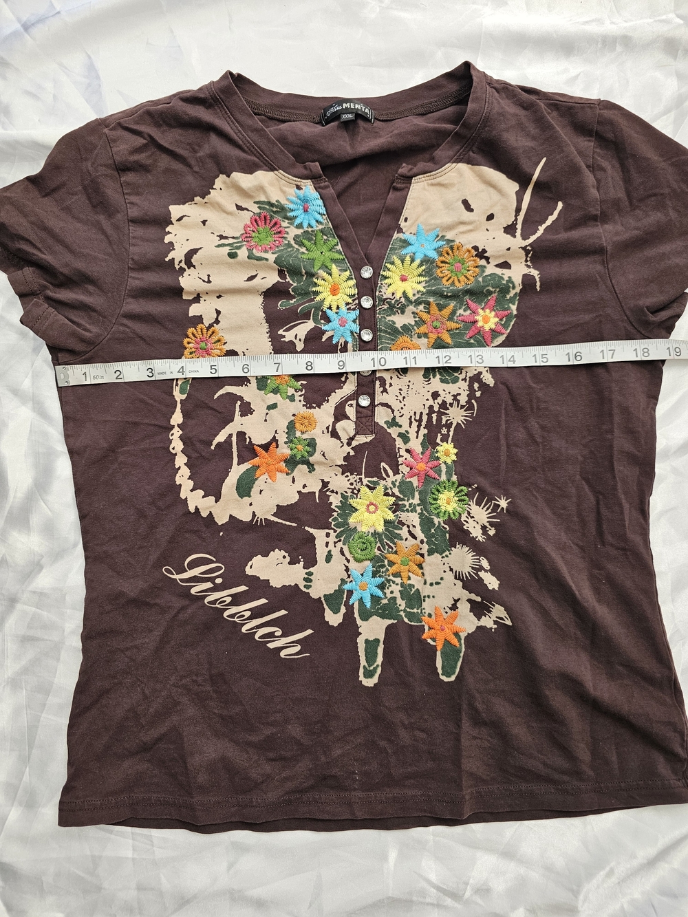 Womens Brown Floral Boho Tee - Picture 4 of 8